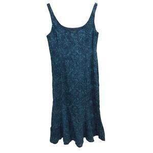 LRL Ralph Lauren Sz 4 100% Linen Blue Floral Midi Dress Coastal Cortagecore EUC